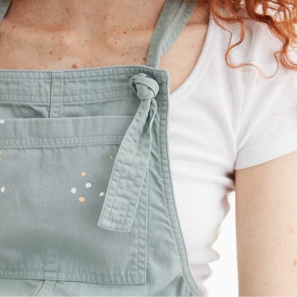 Aerie Women's Werk Play Twill Pain Splatter Green Overalls XS - Picture 4 of 16